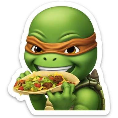 Ninja turtle eating taco  sticker