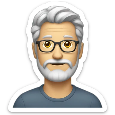 Middle aged hipster no hat with beard silver hair sticker