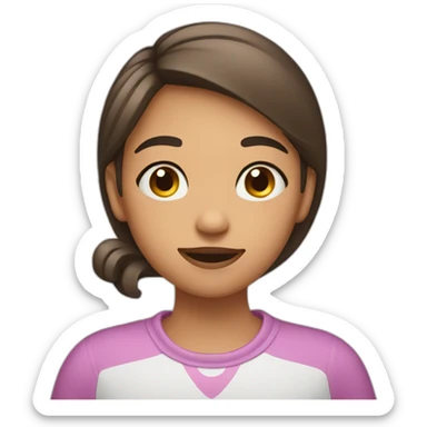 a girl where she put her both left and right hand under her chin sticker