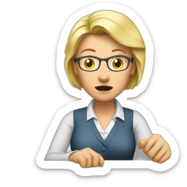 Middle-aged blond woman teacher being pissed off sticker