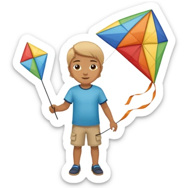 child with kite,Kite Flyers, big kite. sticker