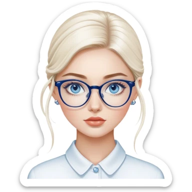 Hyper Realistic beautiful dior model, blue eyes and glasses  sticker