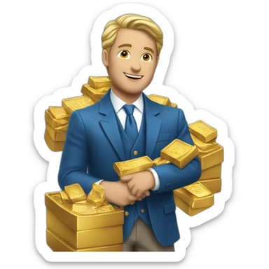 Posh-man-with-blue-suit-offering-goldbar sticker
