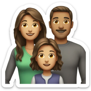  family, with man with short hair, woman with long hair, 12 year old boy and 5 year old girl sticker