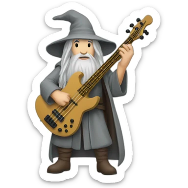 gandalf playing 7 string bass guitar sticker