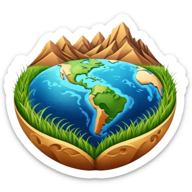 infinity 8 symbol stylised to symbolise earth, with desert, grass, cities, oceans sticker
