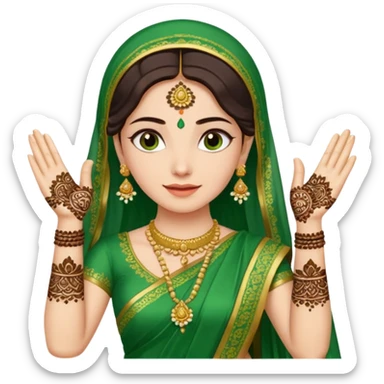 bride in mehendi Ceremony in green saree sticker