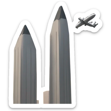 two towers and a plane sticker