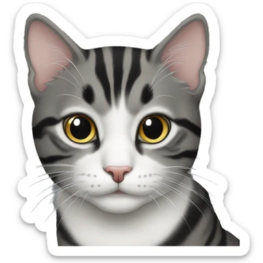 black and white tabby cat sticker