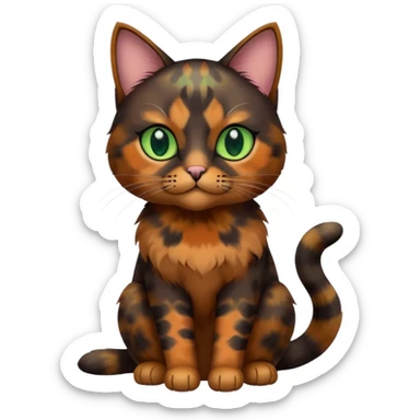 dark tortoiseshell cat pastel green eyes sticker