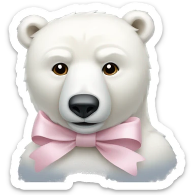 Polar Bear with a light pink bow sticker