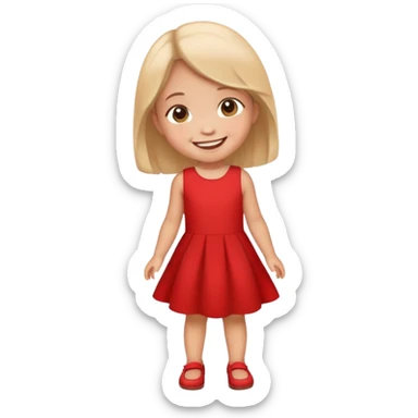 cute little child wearing a red dress, smiling sticker