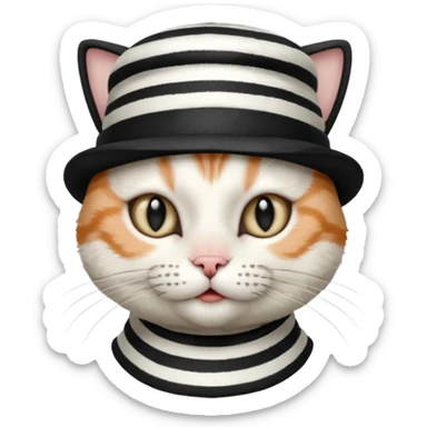Cat mime performer with hat sticker