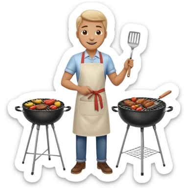 man cooking barbecue full-body sticker