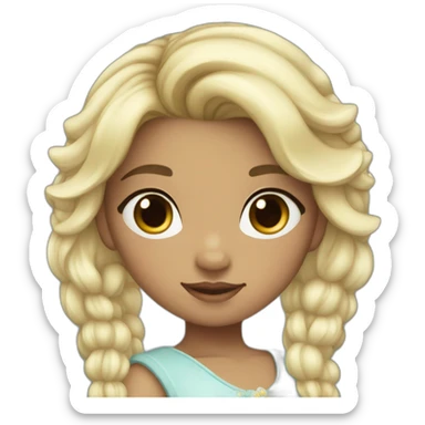 Sweet princess cold with pony & dark hair with small blond highlights, eyes with each color  sticker