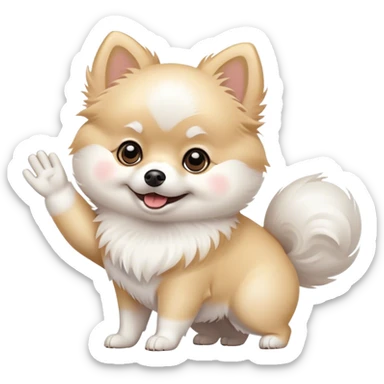 White pomeranian waves  sticker