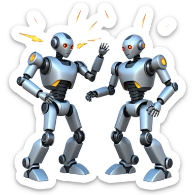 robotic fight between two futuristic robots  sticker