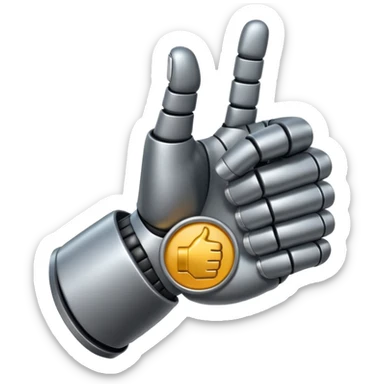 robot hand closed fist but the thumb is up sticker