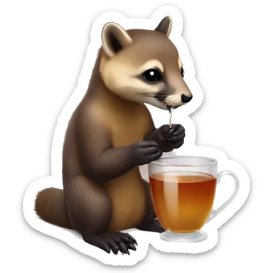 Tatarka marten drinks tea sticker