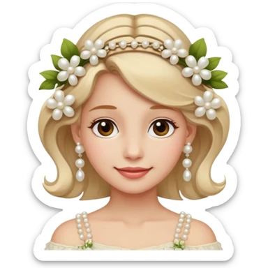 The girl with pearl earrings, whose hair is adorned with flowers sticker