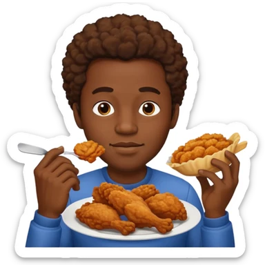 Black guy eating fried chicken sticker