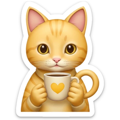Young Yellow cat with coffe cup sticker