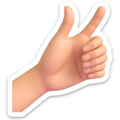 3D hand with extended index finger swiping left, realistic shading and depth sticker