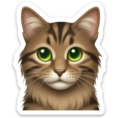 brown striped long-haired cat with green eyes in full height sticker