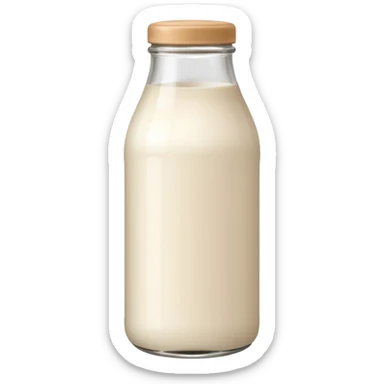 White glass milk bottle,beige cap sticker