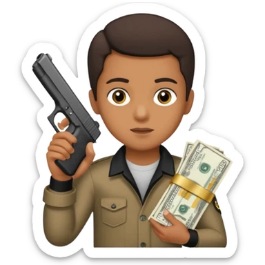 A brown kid holding a black glock 19 and cash sticker