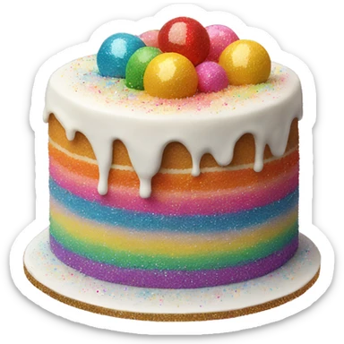 Realistic cake with colorful glitter sticker