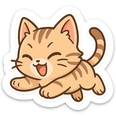 cartoon cat pouncing, energetic and fun sticker
