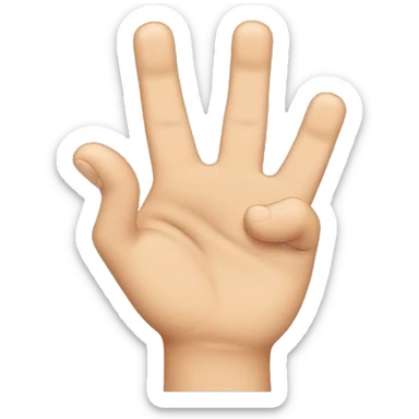 In one hand, the tips of the thumb, middle finger and ring finger are brought together and the index finger and little finger are lifted into the air.


 sticker