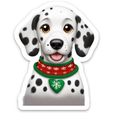 fluffy Dalmatian puppy in christmas sweater  sticker