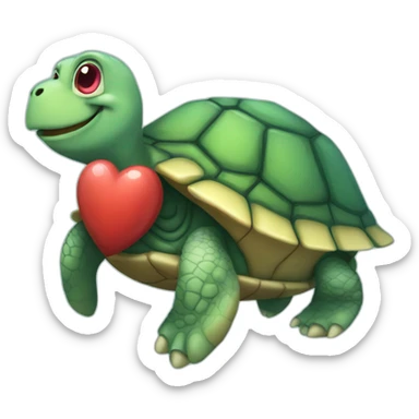turtle that carries a heart sticker