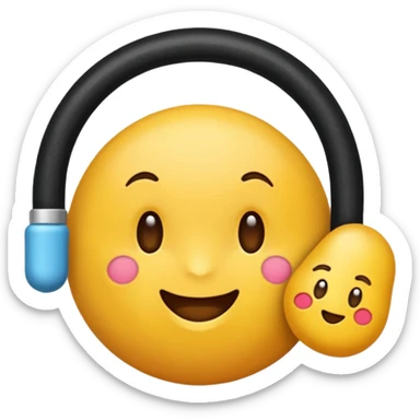 maak en emoji die moe is door het sporten het heeft een tennis band op zijn hoofd en hij is super moe  sticker