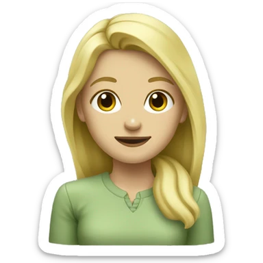 Blonde girl paining a wall sage green sticker