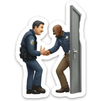 man being booted out the door sticker