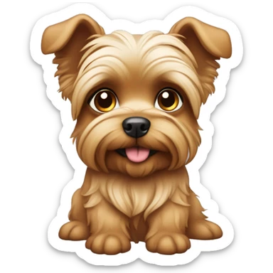 cachorro yorkshire com orelhas para cima rosto caramelo rabo abanando sticker