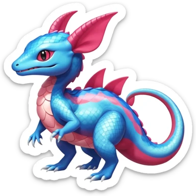 Shiny Horned Salamence-Salandit-Sylveon-Amaura-Fakémon-hybrid-creature (full body)  sticker