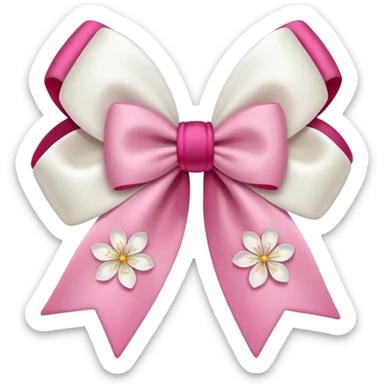 white sakura with a bow and velvet texture sticker
