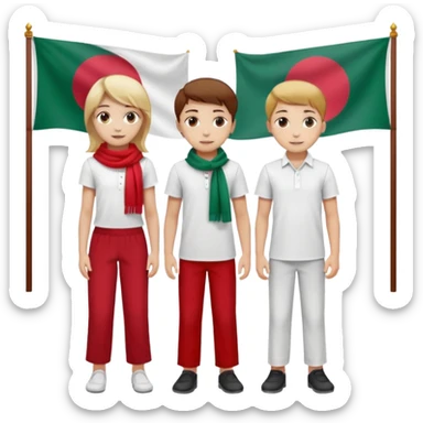 ১৬ডিসেম্বর উপলক্ষে শুভেচ্ছা । A banner is standing with a boy on one side and a girl on the other. sticker