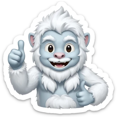yeti thumbs up, smiling, winking sticker