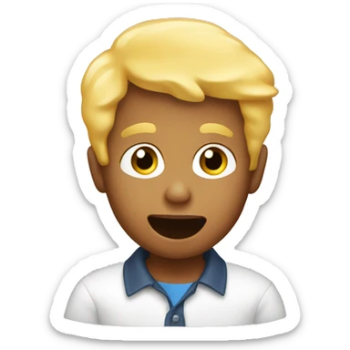 Boy with blonde hair eating chicken nugget  sticker