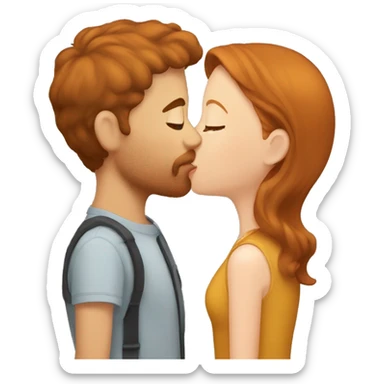 Brown hair girl kissing ginger guy sticker