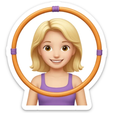 girl with  holding 2 hula hoops sticker
