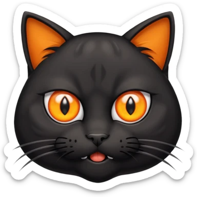 A black three-eyed cat with an eye in its forehead with an angry expression sticker