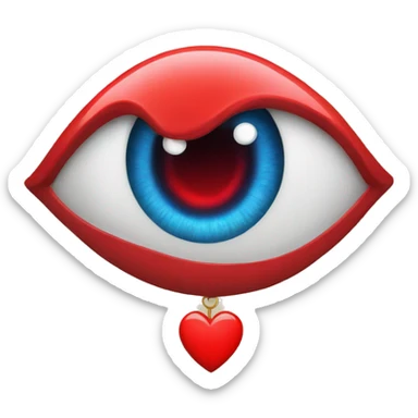 Evil eye with red heart sticker