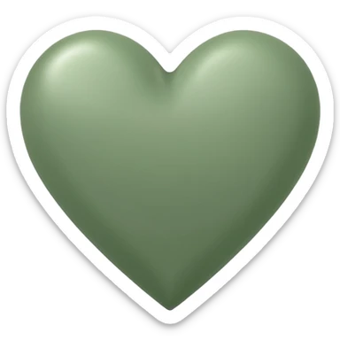 sage green heart with transparent bg without highlights sticker