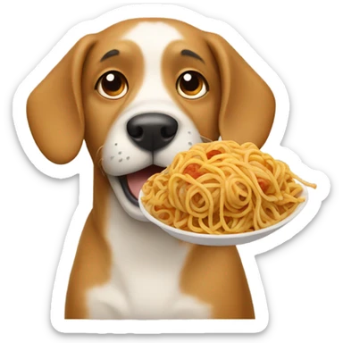 dog eating spaghetti sticker